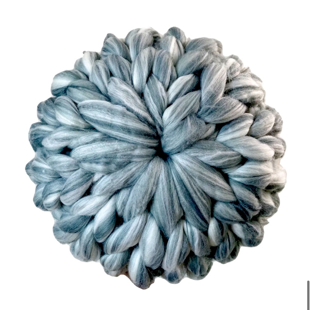Grey Chunky Knit Wool Pillow